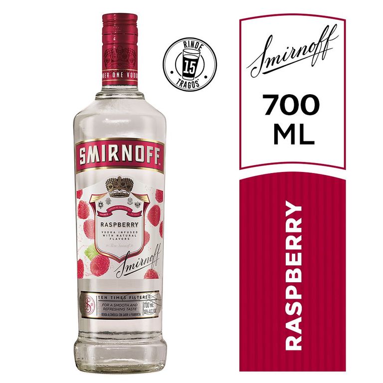 Vodka Smirnoff Raspberry Botella 700 mL