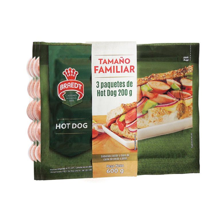 Hot Dog Braedt Tamaño Familiar Empaque 600 g
