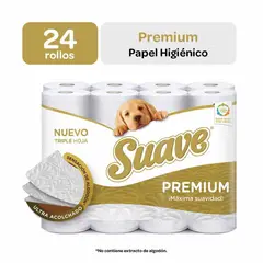 SUAVE - Papel Higiénico Premium Triple Hoja Empaque 24 Rollos