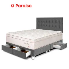 PARAISO - Dormitorio con Cajones Royal Prince Firme King Gris + 2 Almohadas Viscoelásticas