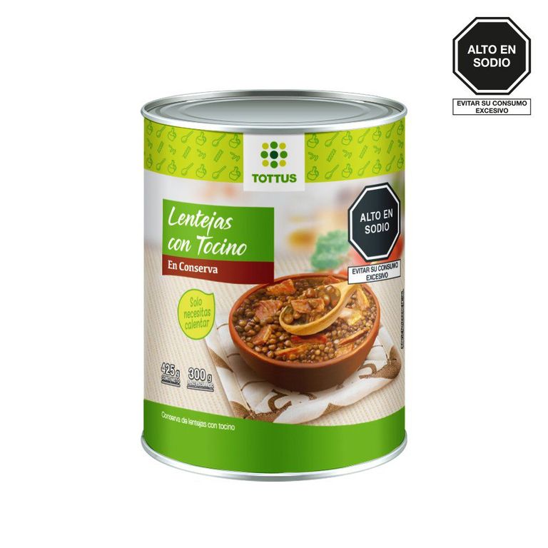Lentejas con Tocino Tottus Lata 425 g