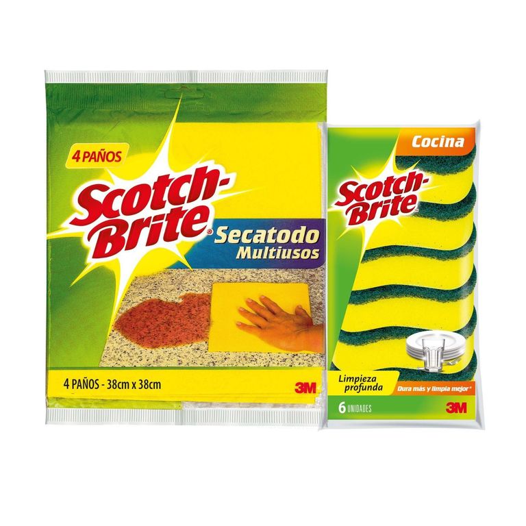 Pack Scotch Brite Secatodo 4 Und + Esponja de Cocina 6 Und