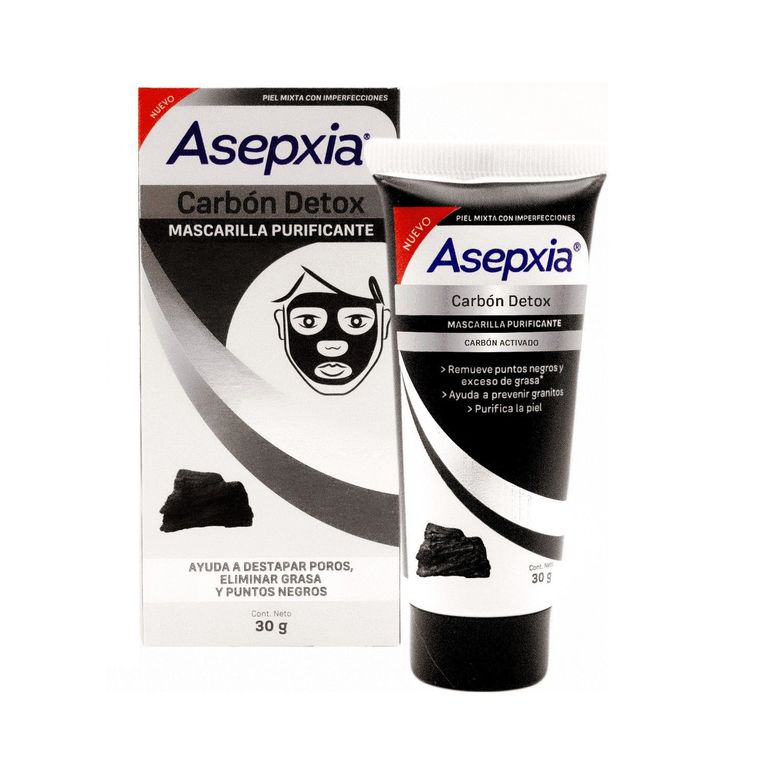 Mascarilla Asepxia Peel Off Carbón Detox Envase 30 g
