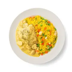 TOTTUS - Pollo En Salsa De Mostaza Con Champiñones Y Arroz A La Jardinera