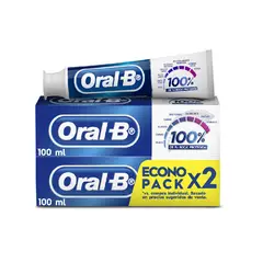 ORAL B - Pasta Dental 100% Menta Refrescante Con Flúor Pack 2 Envases 100 mL