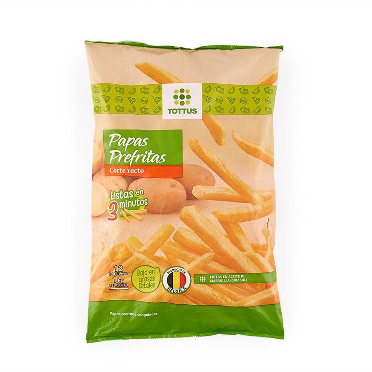 Papas Pre Fritas Rectas Congeladas Tottus Bolsa 1 Kg