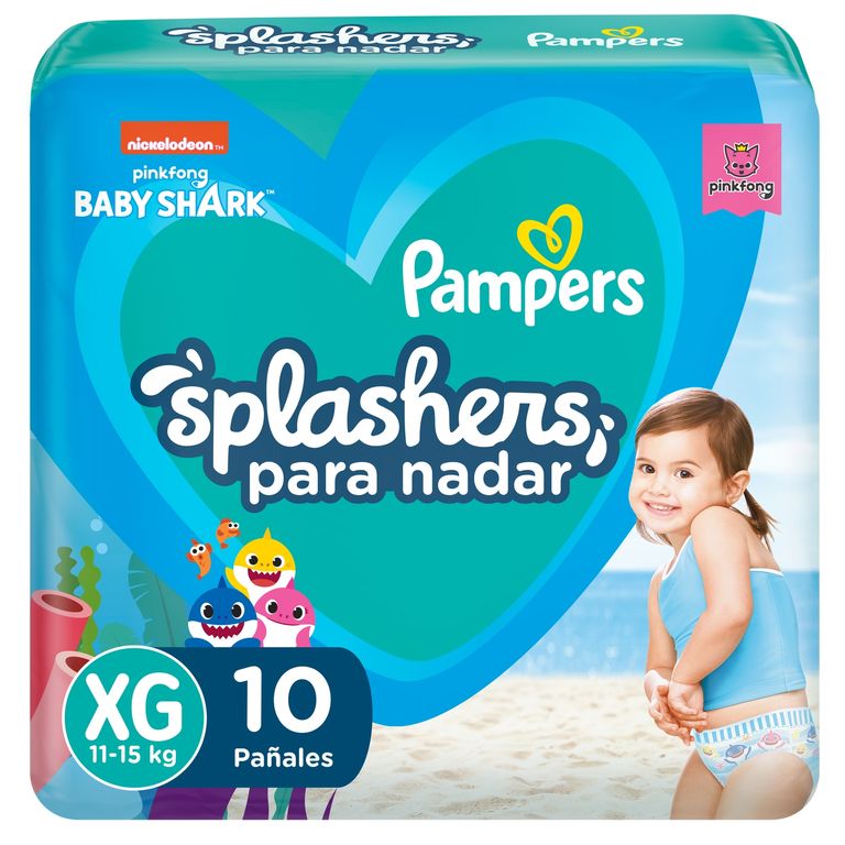 Pañales Pampers Splashers Talla XG Bolsa 10 Und