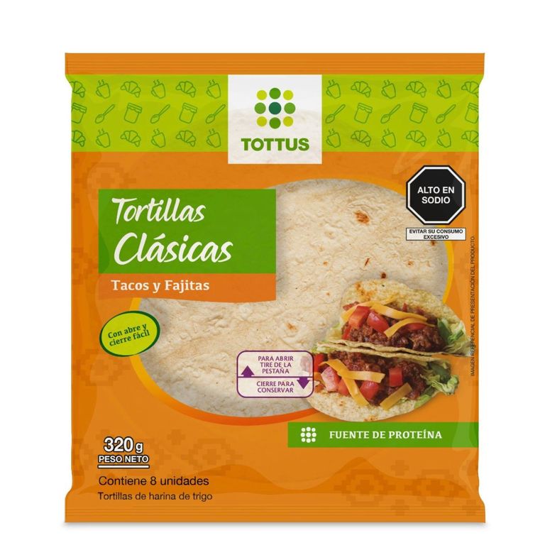 Tortillas Trigo Tottus Bolsa 8 Und