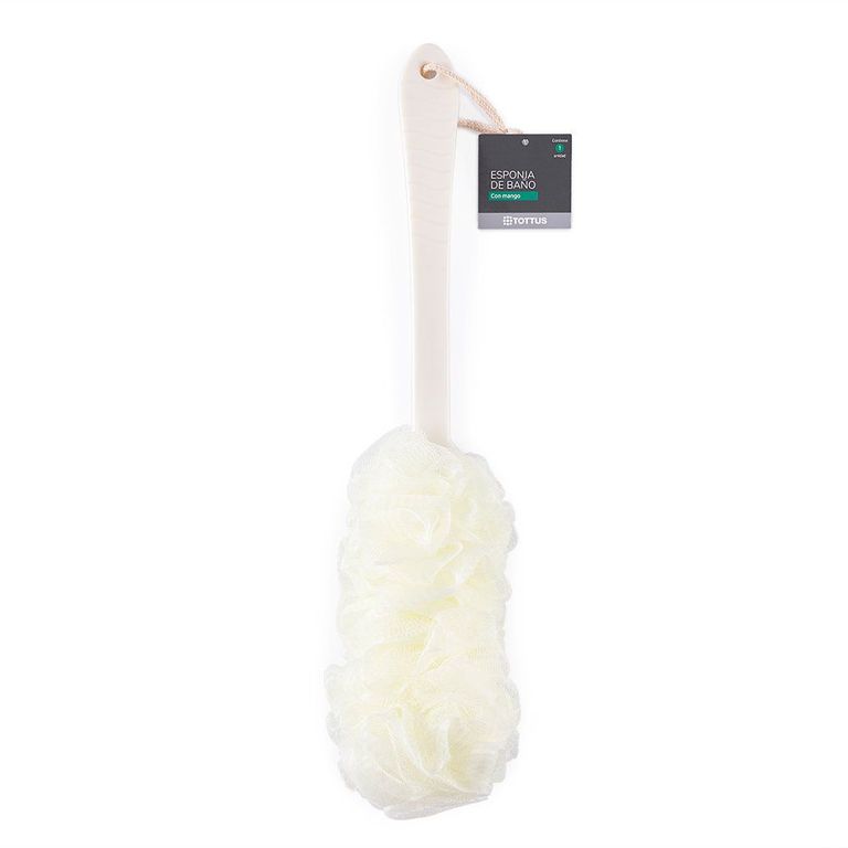 Esponja de Baño con Mango Beige Tottus