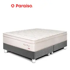 PARAISO - Cama Royal Prince Firme King Gris + 2 Almohadas Viscoelásticas