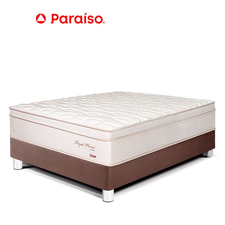 Cama Royal Prince Firme 2 Plazas Chocolate + 2 Almohadas Viscoelásticas