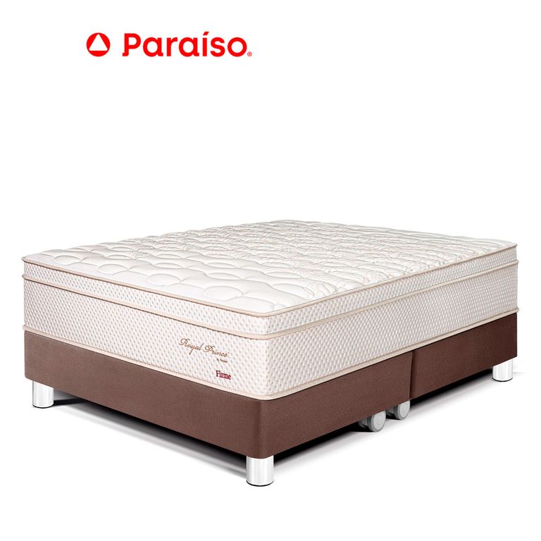 Cama Royal Prince Firme King Chocolate + 2 Almohadas Viscoelásticas