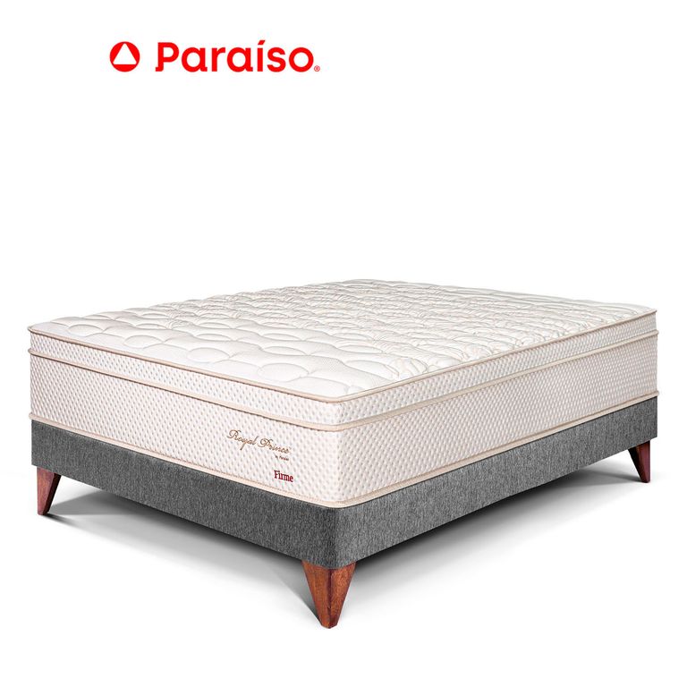 Cama Europea Royal Prince Firme 1.5 Plazas Chocolate + 1 Almohada Viscoelástica