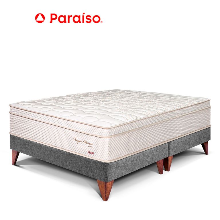 Cama Europea Royal Prince Firme Queen Chocolate + 2 Almohadas Viscoelásticas