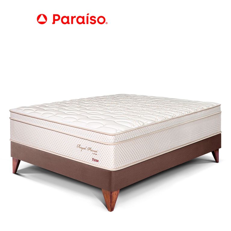Cama Europea Royal Prince Firme 1.5 Plazas Chocolate + 1 Almohada Viscoelástica