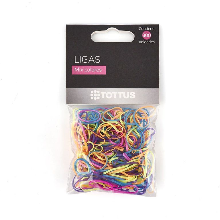 Ligas Mix de Colores para Cabello Tottus Bolsa 300 Und