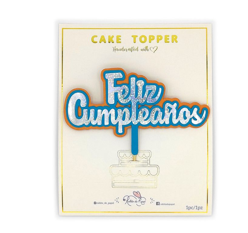 Topper Feliz Cumpleaños Plateado