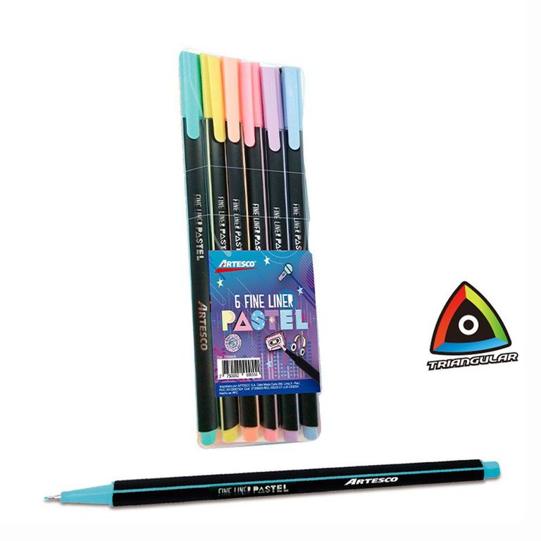Fine Liner Artesco Triangular Pastel Estuche 6 Und