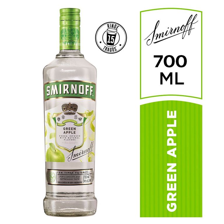 Vodka Smirnoff Green Apple Botella 700 mL