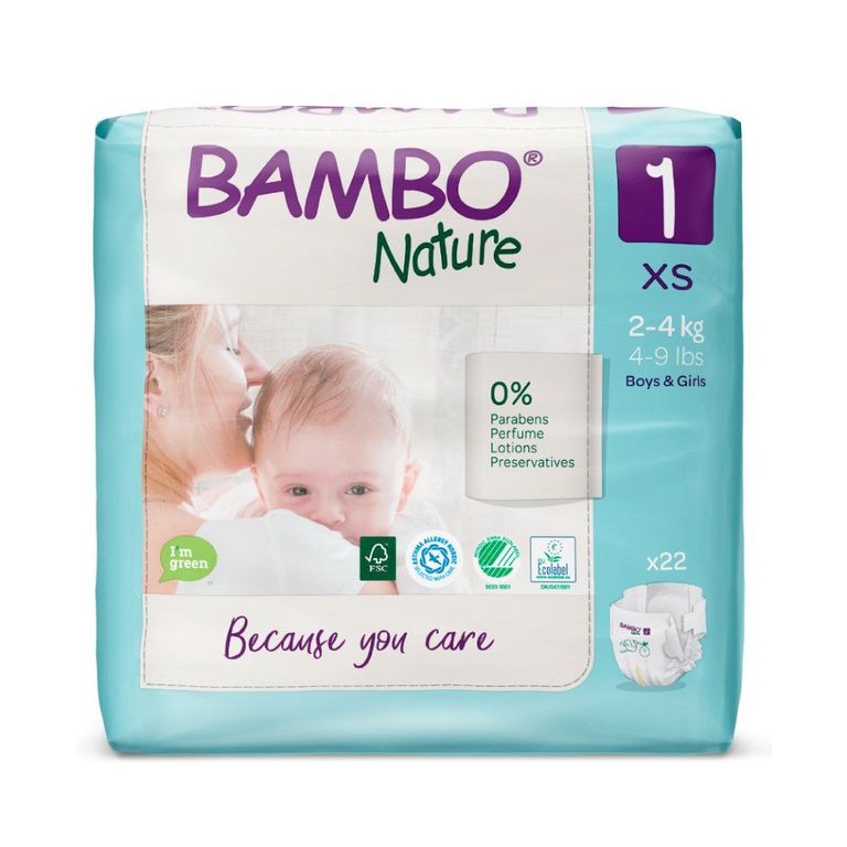 Pañales Bambo Nature Talla XS Empaque 22 Und