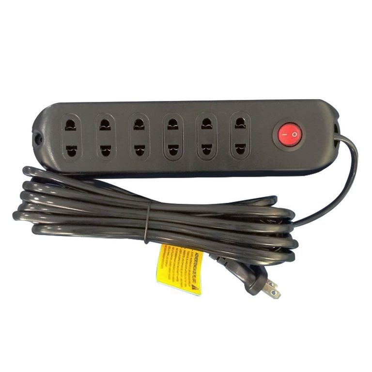 Extensión 5M 6Tomas Negro