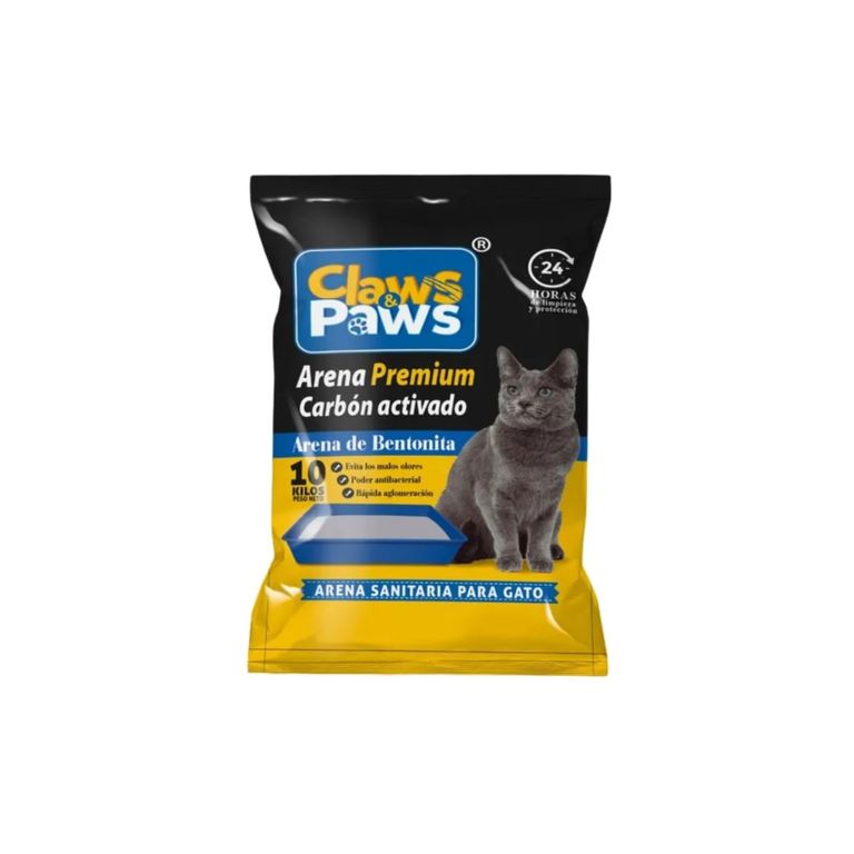 Arena para Gato Claws Paws Carbón Activado Bolsa 10 Kg