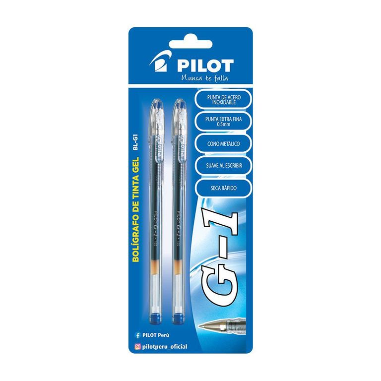 Lapicero Pilot Tinta Gel G1 Azul Empaque 2 Und