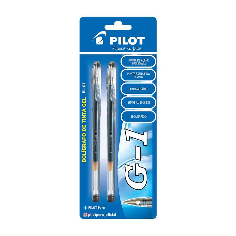 Lapicero Pilot Tinta Gel G1 Negro Empaque 2 Und