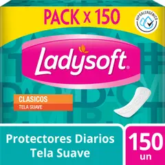 LADYSOFT - Protector Diario Ladysoft Clásico Tela Suave Empaque 150 Und