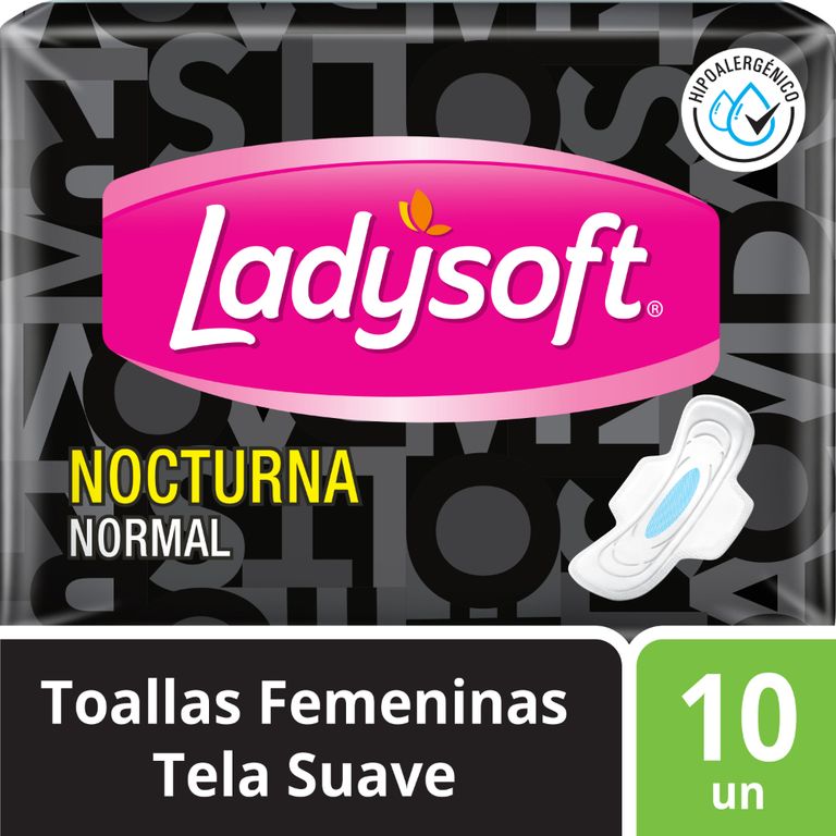Toallas Higiénicas Ladysoft Nocturna Normal Tela Con Alas Empaque 10 Und