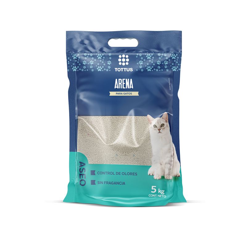 Arena para Gato Tottus Sin Perfume Bolsa 5 Kg
