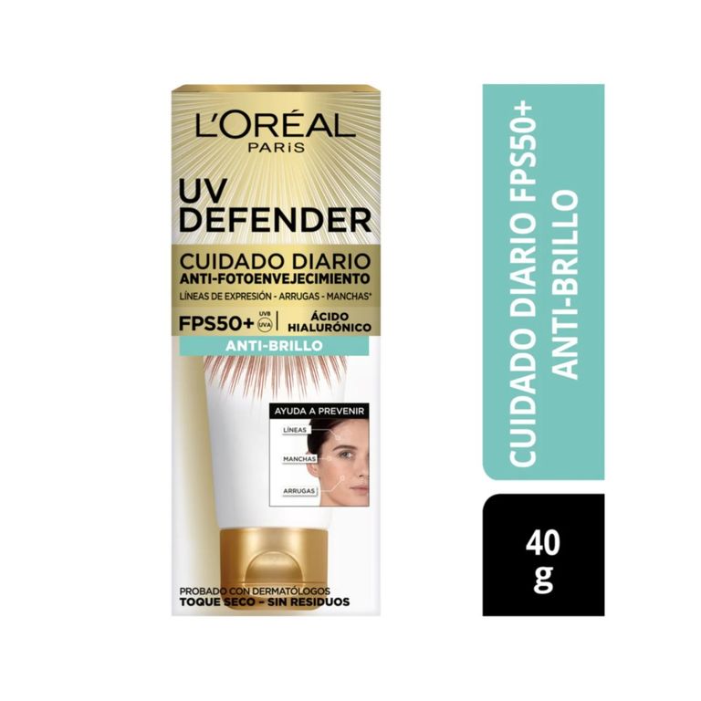 Crema Facial Loreal UV Defender Antibrillo Envase 40 g