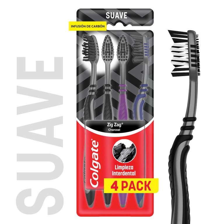 Cepillo Dental Colgate Zig Zag Carbón Empaque 4 Und
