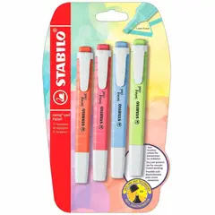STABILO - Plumón Resaltador Stabilo Colores Pasteles Empaque 4 Und