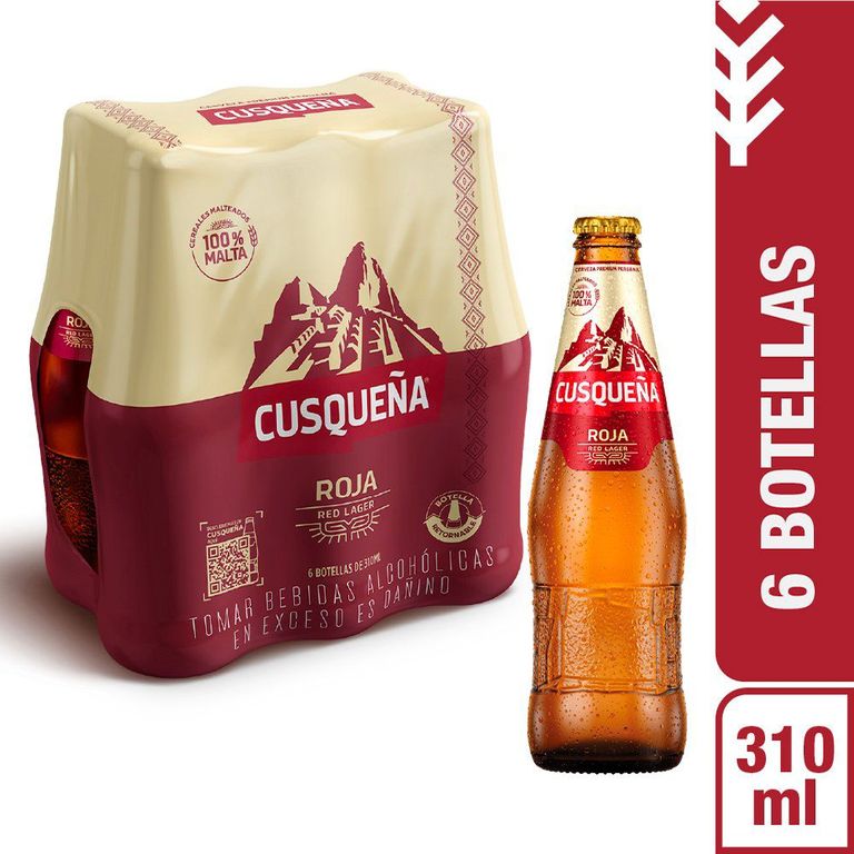 Cerveza Cusqueña Roja Sixpack Botella 310 mL