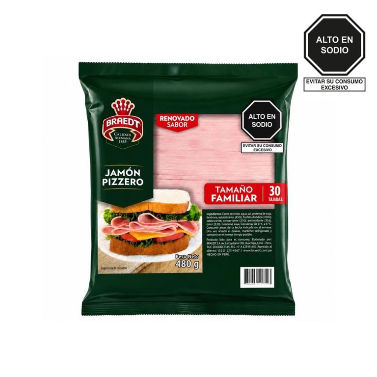 Jamón Pizzero Braedt Empaque 480 g