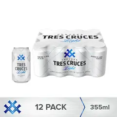 TRES CRUCES - Cerveza Tres Cruces Light Pack 12 Latas 355 mL