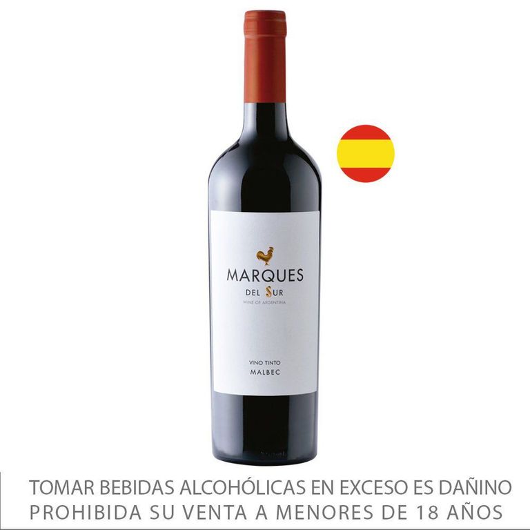 Vino Tinto Marqués del Sur Roble Malbec Botella 750 mL