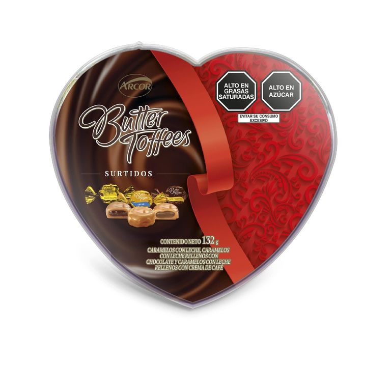 Caramelos Con Leche Arcor Corazón Butter Toffees Surtido Pote 132 g