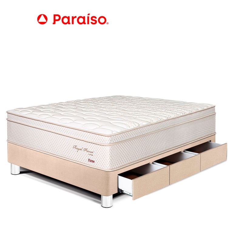Cama con Cajones Royal Prince Firme 1.5 Plazas Champagne + 1 Almohada Viscoelástica