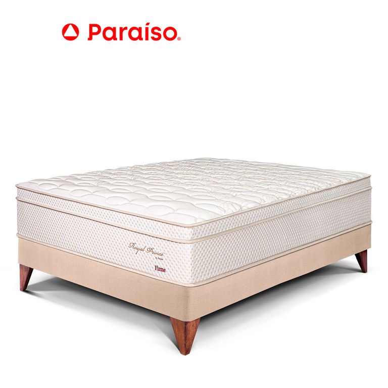 Cama Europea Royal Prince Firme 2 Plazas Champagne + 2 Almohadas Viscoelásticas