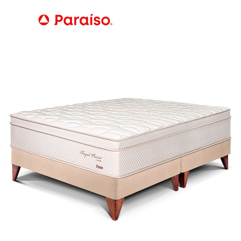 Cama Europea Royal Prince Firme Queen Champagne + 2 Almohadas Viscoelásticas
