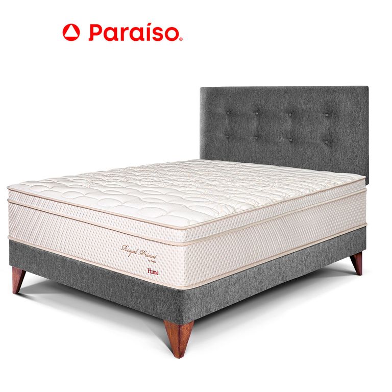 Dormitorio Europeo Royal Prince Firme 1.5 Plazas Gris + 1 Almohada Viscoelástica