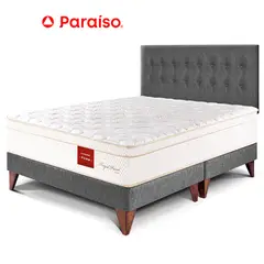 PARAISO - Dormitorio Europeo Royal Prince Firme King Gris + 2 Almohadas Viscoelásticas