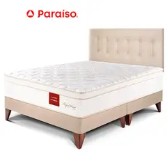 PARAISO - Dormitorio Europeo Royal Prince Firme Queen Champagne + 2 Almohadas Viscoelásticas