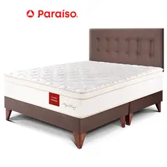 PARAISO - Dormitorio Europeo Royal Prince Firme Queen Chocolate + 2 Almohadas Viscoelásticas