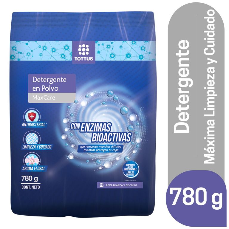 Detergente en Polvo Tottus Maxcare Bolsa 780 g