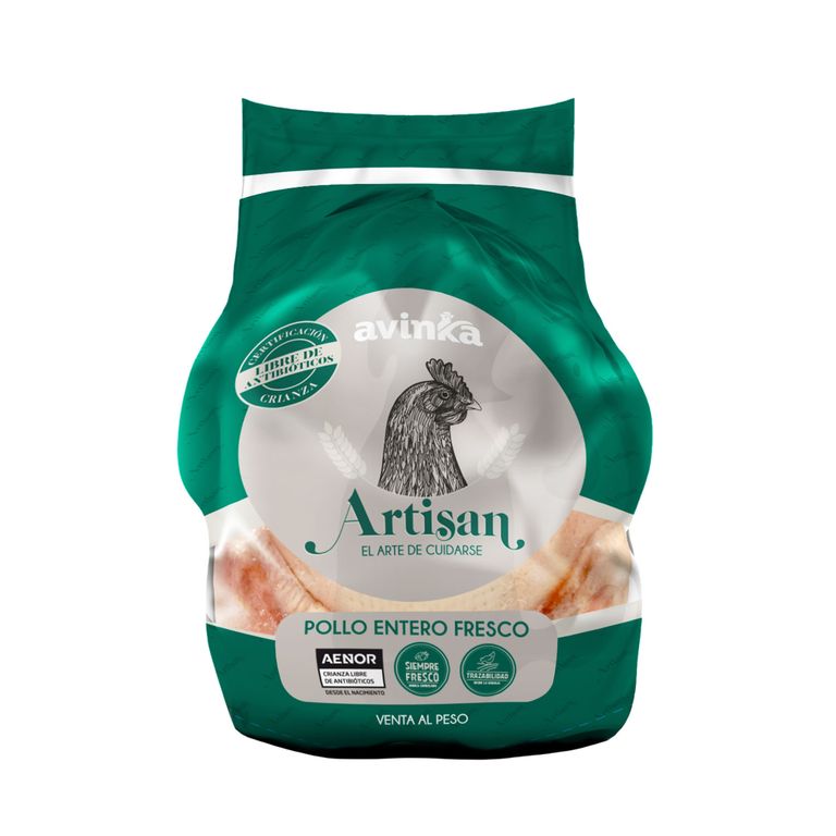 Pollo Fresco Entero Artisan. Libre de Antibióticos.