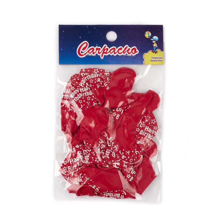 Globo Happy Birthday Color Rojo x12 Unidades