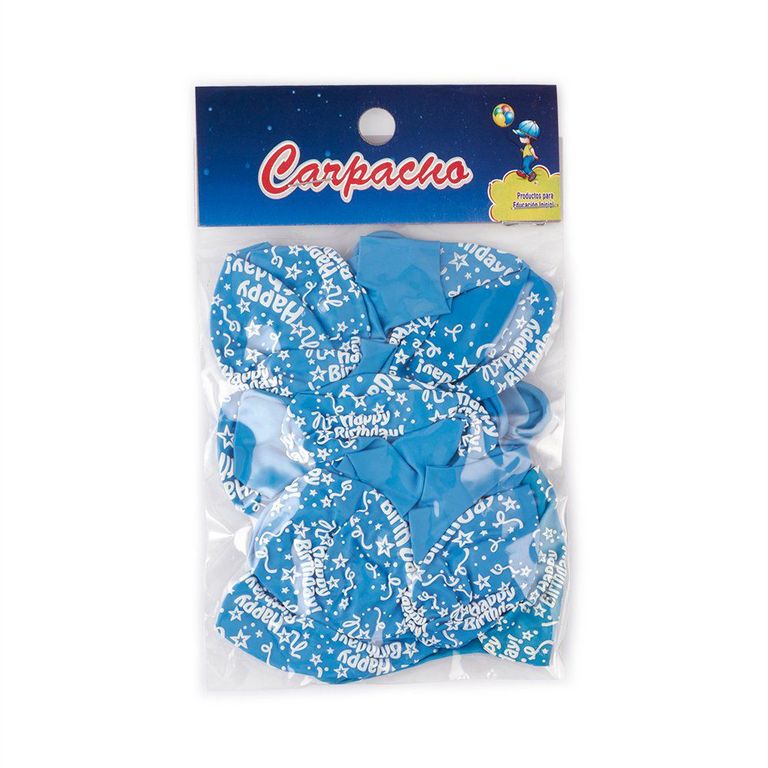 GLOBO HAPPY BIRTHDAY COLOR CELEST X12 UN